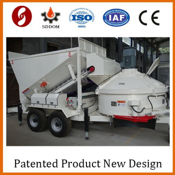 Full automatic wheel type mobile concrete mixing plant,10m3/h mini concrete batch plant for sale